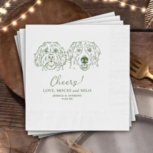 Cheers Pets op maat gemaakte hand getekende bruilo Servet