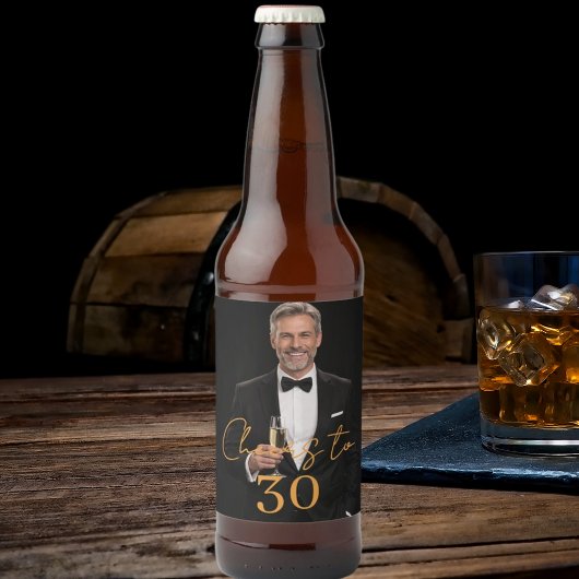 Cheers photo birthday party gold bier etiket