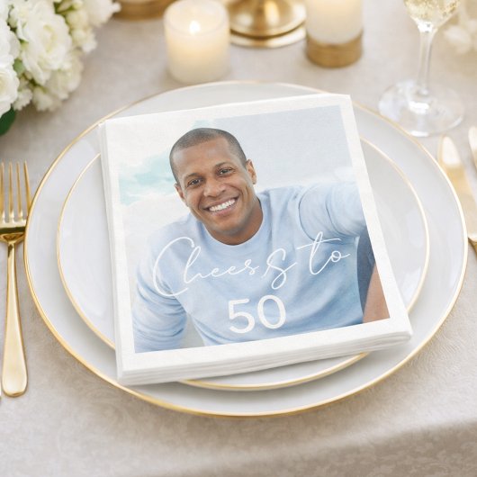 Cheers photo birthday party luncheon servet