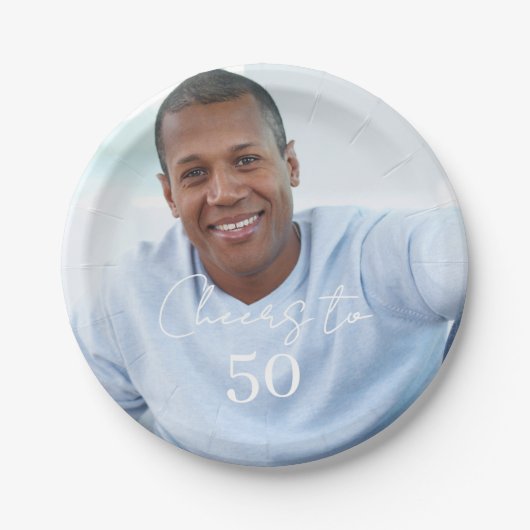 Cheers photo birthday party papieren bordje (Voorkant)