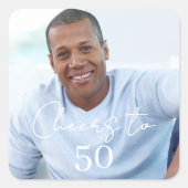 Cheers photo birthday party vierkante sticker (Voorkant)