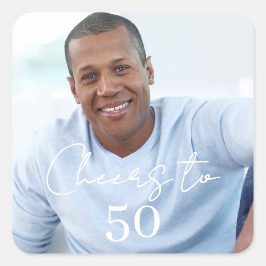 Cheers photo birthday party vierkante sticker (Voorkant)