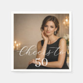 Cheers photo elegant script birthday party servet (Voorkant)