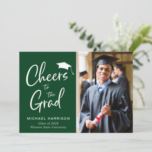 Cheers Photo Green Afstuderen Aankondiging (Staand voorkant)