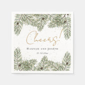 Cheers Pine & Gold Kerst Feestelijke bruiloft Servet (Voorkant)