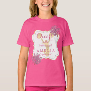 Cheers Pink Cheer Cheerleader Birthday Girl T-Shir T-shirt