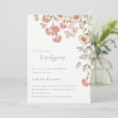 Cheers Pink Flowers Wreath 60th Birthday Invite Bedankkaart (Staand voorkant)