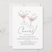 Cheers Pink Housewarming Cocktail Party Uitnodigin Kaart (Voorkant)