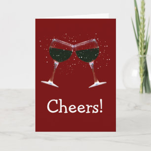 Cheers! prettige feestdagen wijnglazen en sneeuw kaart