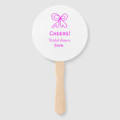 Cheers purple pink bow bridal shower add name  handwaaier (Achterkant)