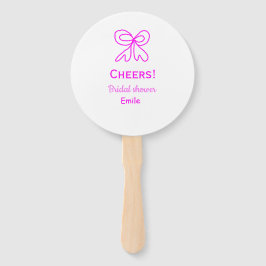 Cheers purple pink bow bridal shower add name  handwaaier