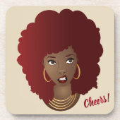 Cheers! | Red Afro, geïrriteerd Bier Onderzetter (Voorkant)