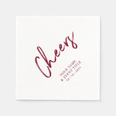 Cheers | Red Brush Lettering Custom Party Napkin Servet (Voorkant)