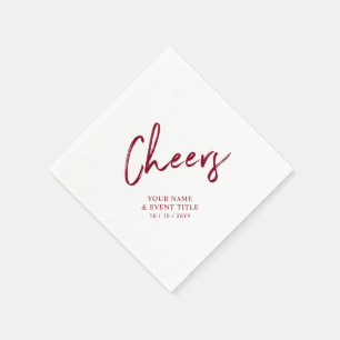 Cheers   Red Brush Lettering Custom Party Napkin Servet