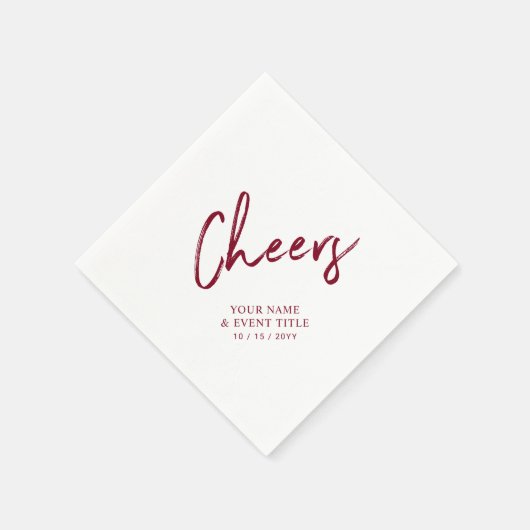 Cheers | Red Brush Lettering Custom Party Napkin Servet (Hoek)