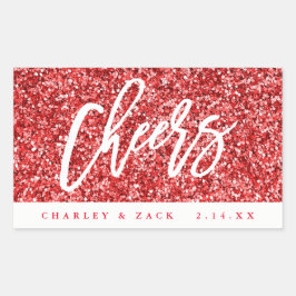 Cheers Red Glitter Mini Wine, Mini Champagne Label