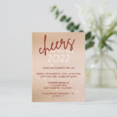 Cheers Red Glitter - Uitnodiging nieuwjaarsfeest (Staand voorkant)