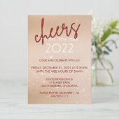 Cheers Red Glitter - Uitnodiging nieuwjaarsfeest (Staand voorkant)