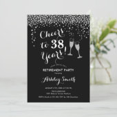 Cheers Retirement Party Invitation Black Silver Kaart (Staand voorkant)