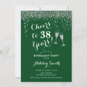Cheers Retirement Party Invitation Green Silver Kaart (Voorkant)