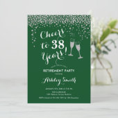 Cheers Retirement Party Invitation Green Silver Kaart (Staand voorkant)