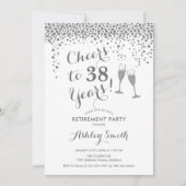 Cheers Retirement Party Invitation White Silver Kaart (Voorkant)