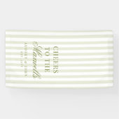 Cheers Retro Groen Witte Strepen Script Bruiloft Spandoek (Horizontaal)