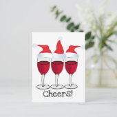CHEERS! RODE WIJN EN KERSTMIS PETTEN PRINT FEESTDAGENKAART (Staand voorkant)