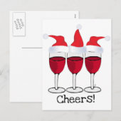 CHEERS! RODE WIJN EN KERSTMIS PETTEN PRINT FEESTDAGENKAART (Voorkant / Achterkant)
