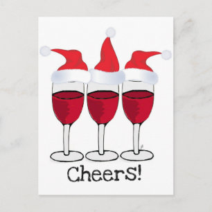 CHEERS! RODE WIJN EN KERSTMIS PETTEN PRINT FEESTDAGENKAART