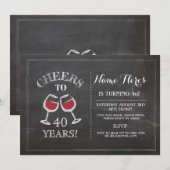 Cheers Rode Wijn Verjaardag Drink Chalk Uitnodigen Kaart (Voorkant / Achterkant)