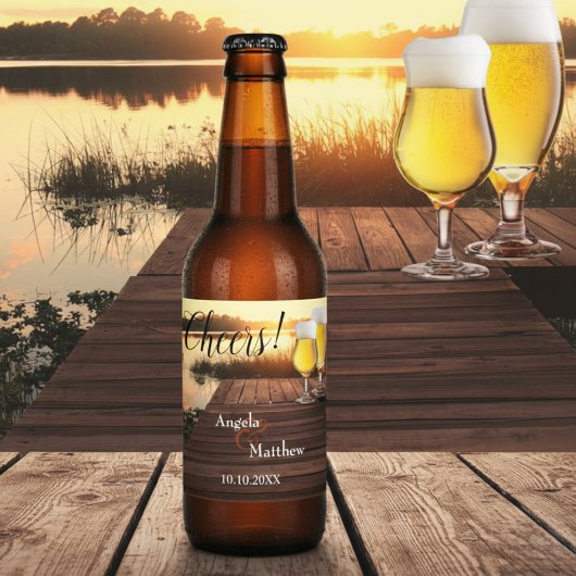 Cheers Romantic Sunset Wedding Beer Label Bier Etiket