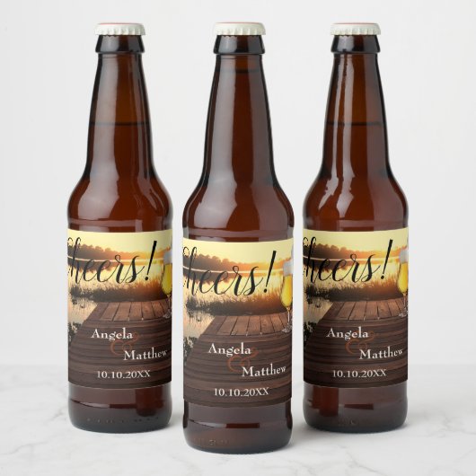 Cheers Romantic Sunset Wedding Beer Label Bier Etiket (Flessen)