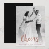 Cheers | Roos Gold Happy Nieuwjaar foto Feestdagenkaart (Voorkant / Achterkant)