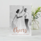Cheers | Roos Gold Happy Nieuwjaar foto Feestdagenkaart (Staand voorkant)