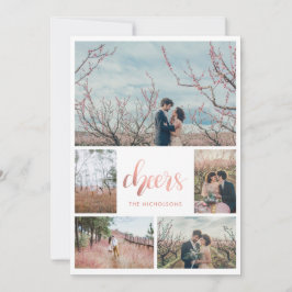 Cheers Roos Gold Typografie Foto | Snowflakes Feestdagenkaart