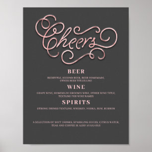 Cheers Roos Gold Wedding Bar Sign Poster