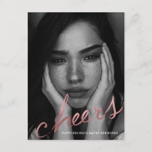 Cheers rose goud Kerst Feestdagenkaart (Voorkant)