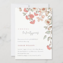 Cheers roze bloemen met elke leeftijd een uitnodig