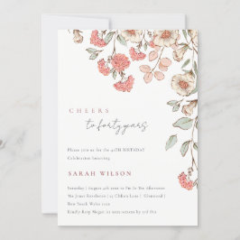 Cheers roze bloemen met elke leeftijd een uitnodig bedankkaart