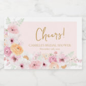 Cheers Roze Bloemen Vrijgezellenfeest Sparkling Wijnetiket (Enkel label)