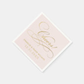 Cheers Roze en Gouden Kalligrafie Custom Wedding Servetten (Hoek)
