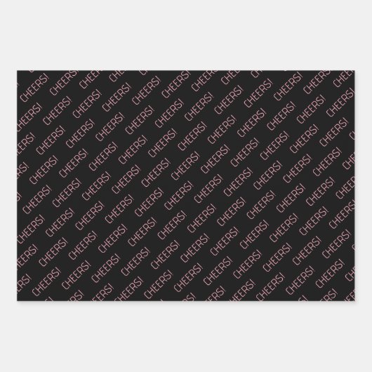Cheers Roze Wit Zwart Wrapping Paper (Voorkant 3)