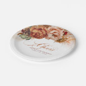 Cheers Rust Terracotta Floral Pampas Grass Papieren Bordje (Gekanteld)