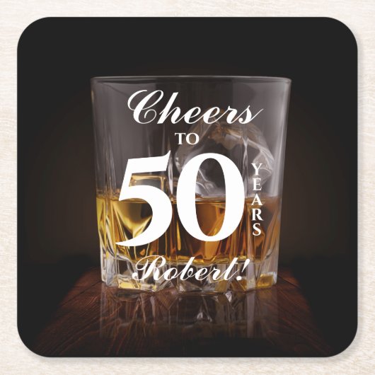 Cheers Rustic Whiskey Rocks Glass Kartonnen Onderzetters (Voorkant)