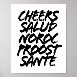 Cheers Salud Noroc Proost Sante Grunge Petten Poster