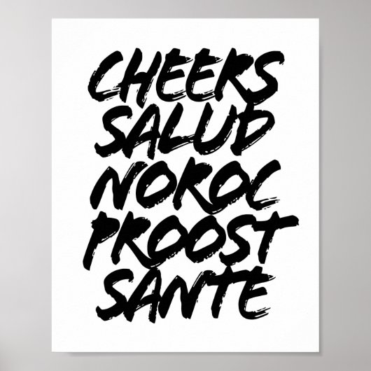 Cheers Salud Noroc Proost Sante Grunge Petten Poster (Voorkant)