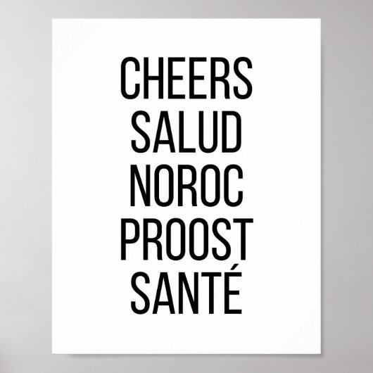 Cheers Salud Noroc Proost Sante Poster (Voorkant)
