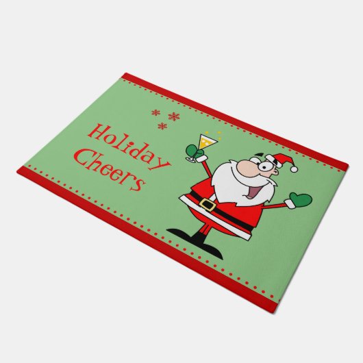 Cheers Santa Cocktail Drink kerstfeest Funny Deurmat (Schuin)