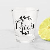 Cheers Script Black Laurels Shot Glas (Voorkant)